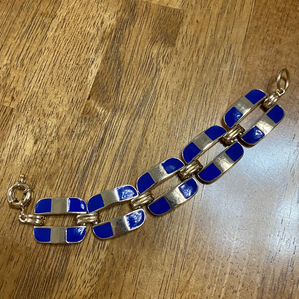 Gold-Tone Toggle Bracelet With Royal Blue Enamel 20$